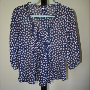 Faux button sheer blouse